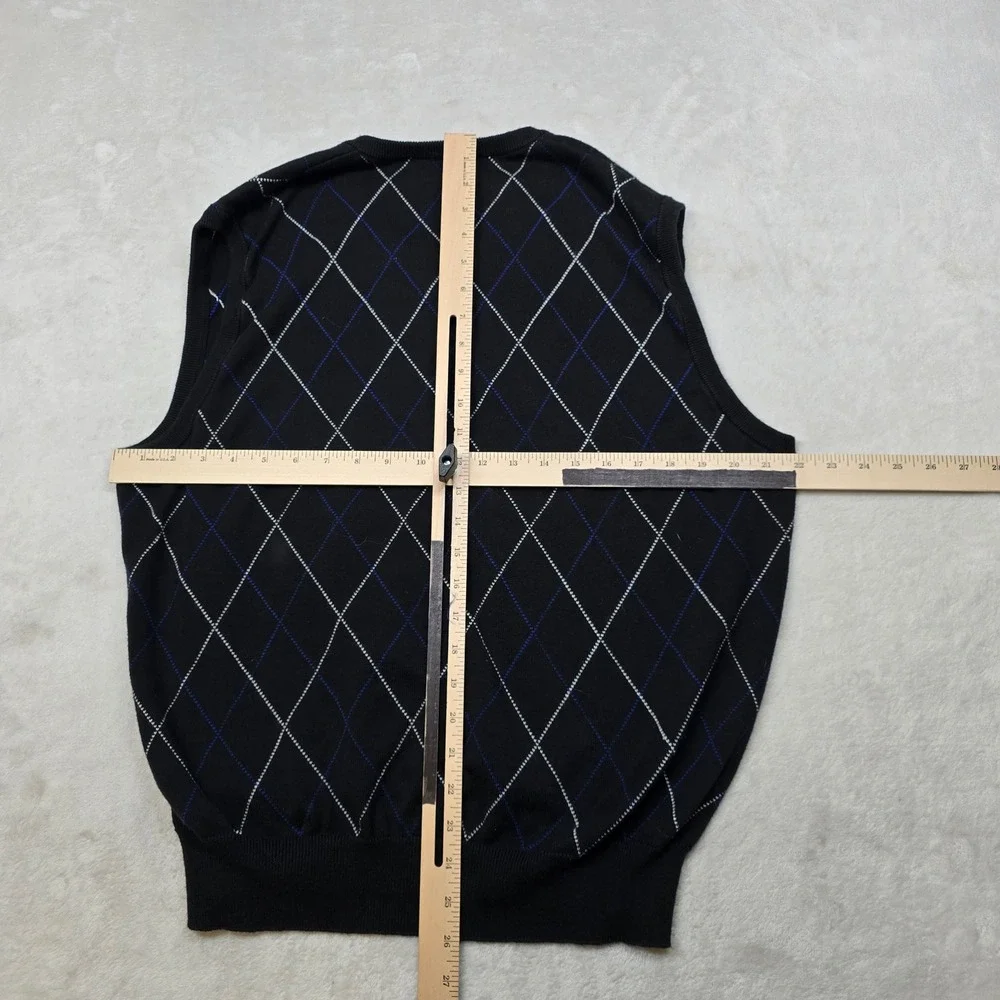 Polo Golf Ralph Lauren Argyle Sweater Vest Mens XL Black‎ Pima Cotton
